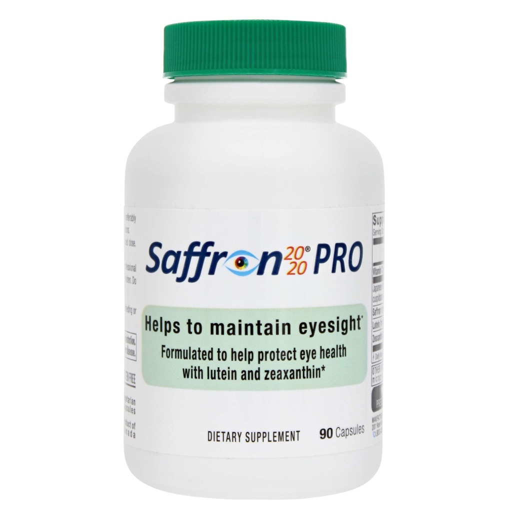 Saffron 2020- PRO Tambahan dengan Saffron, Reveratrol, Dalxanthin dan Lutein- 90 Vegetarian Capsules