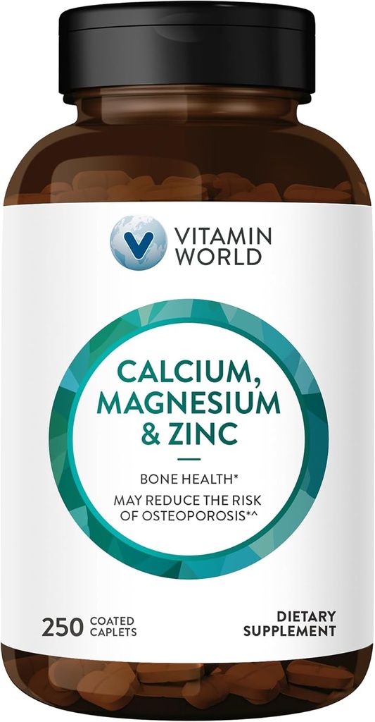 Vitamin World Calcium Magnesium Zinc "Promoses Bone Health 250 Caplet berlapis
