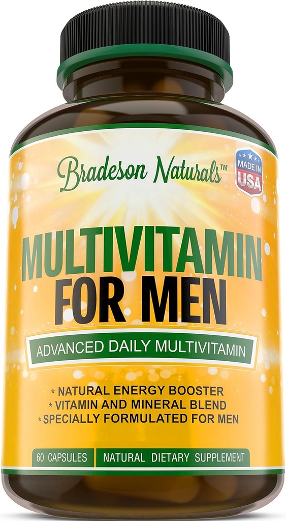 Suplemen Multivitamin untuk Energi, Fokus dan Performance. Mens Vitamin A, C, D, E & B12, Zinc, Kalsium, Magnesium & More. Multi Vitamin 60 Capsules Made in The USA