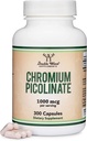 Chromium Picolinate 1000mcg for Healthy Weight Management (High Absorpsi dan Bioavability) (300 Vegan Safe Capsules, Non-GMO, Gluten Free) oleh Double Wood Supplemen