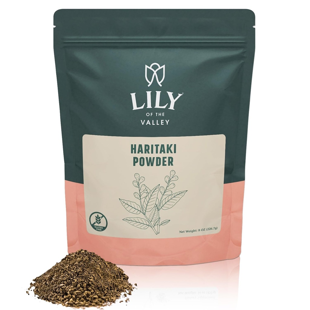 Lily of the Valley Haritaki powder - Terminalia Chebula - Sourced from India - An Ayurvedic Herb - 100% Natural & No Added Preservative - Vegan & Gluten- Free (8oz, 226g) - Paket May Vary