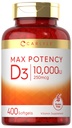 Carlyle Vitamin D 10000 IU 400 Softgels 124; Nilai Ukuran 124; Max Potency 14; Non-GMO, Gluten Free Supplement