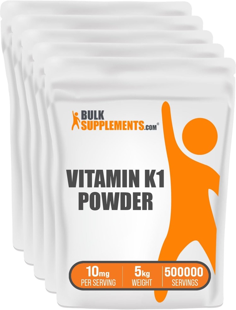 BulkSuplements.com Vitamin K1 Powder - Vitamin K1 Tambahan untuk Dukungan Bone and Heart Health - Gluten Bebas, 10mg per Serving, 1kg (2.2 lbs) (Paket 1)