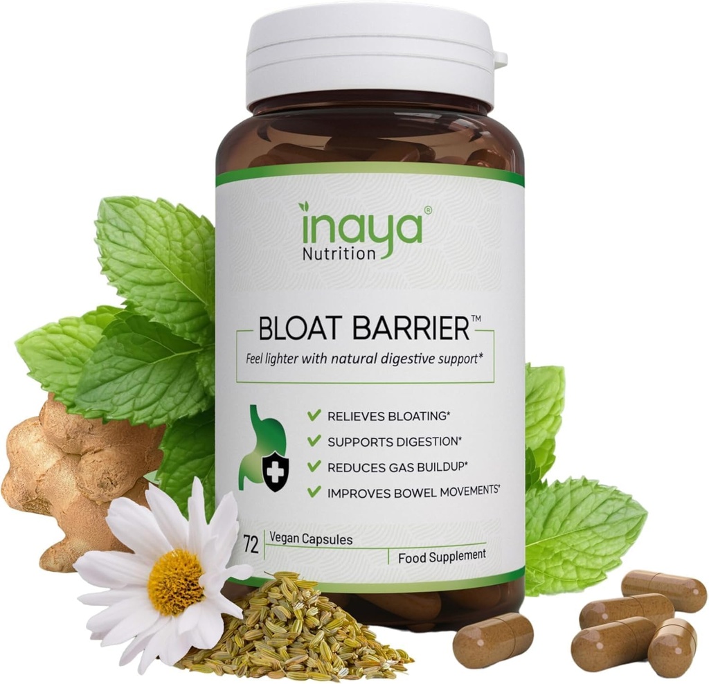 BloatBarrier 72 Capsules - Natural Divalry and Bloating Suplement for Stomach Bloating Relief, Gas Reduction, and Improved Bowel Movemen- Vegan, Gut Health Suplemen