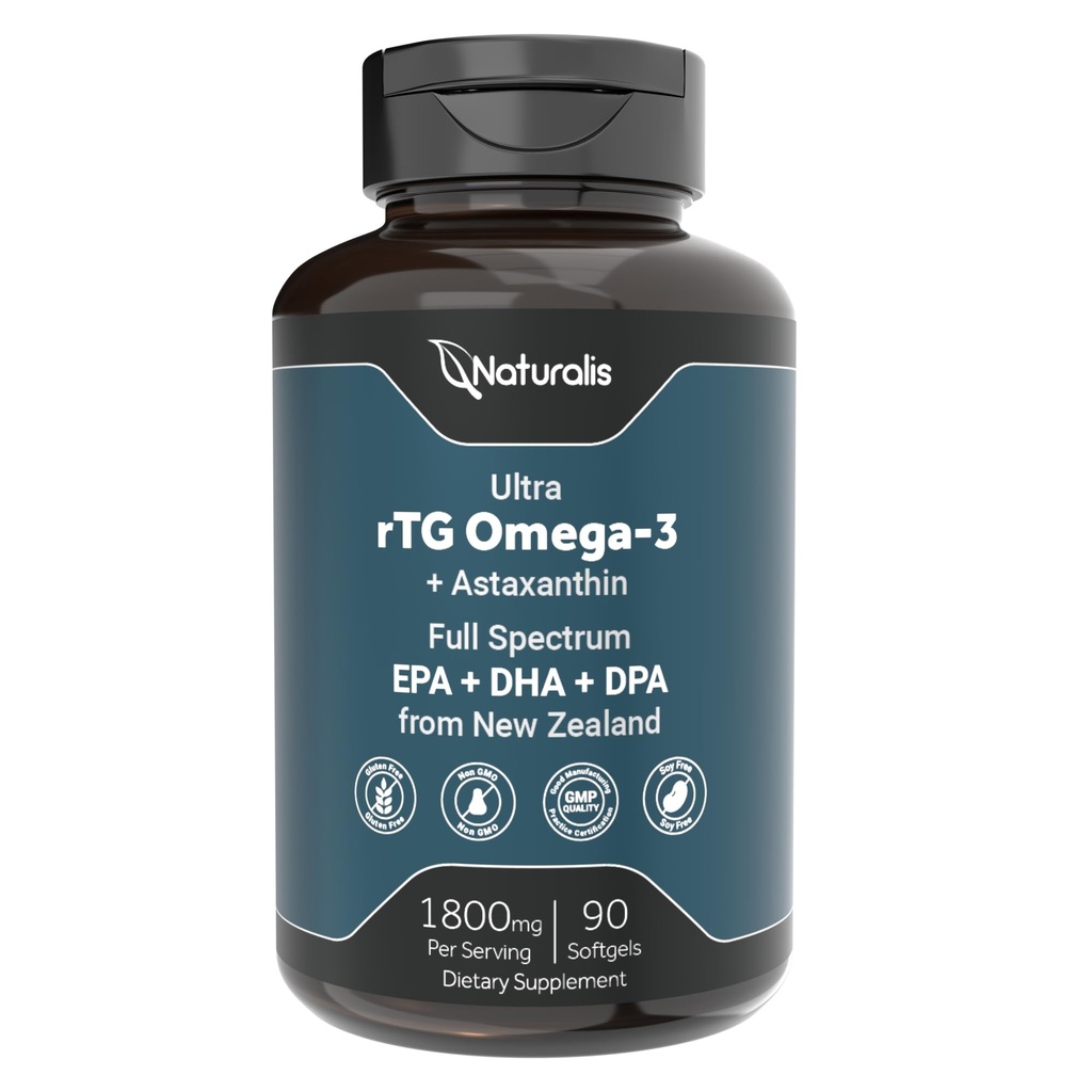 Ugallis Ultimate RTG Omega 3 Fish Oil 1800mg dari Wild New Zealand Tuna - Full Spectrum Omega3s EPA, DHA & DPA - Sumpable Sourced, Non- GMO, Gluten Free - 90 Softgeels