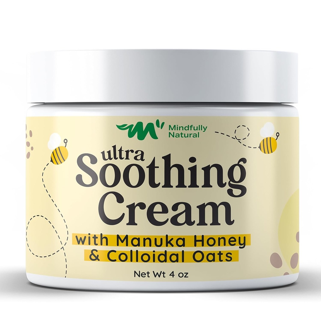 Ultra Sootthing Colloidal Oatmeal Cream dengan Manuka Honey - Eczema Cream untuk Anak dan Dewasa - Steroid Free Anti Itch Lotion untuk Dry & Itchy Skin Relief dengan Ingredisasi Natural and Organik
