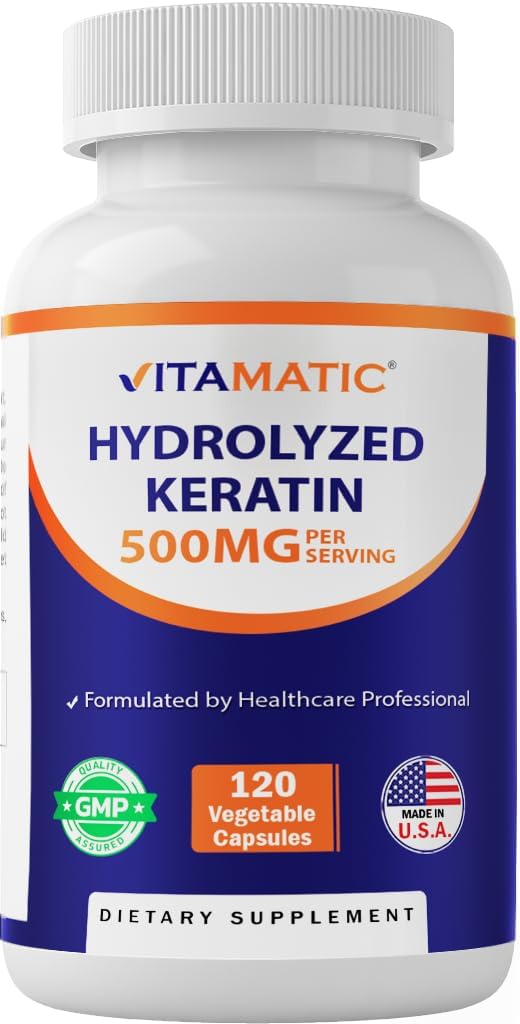Vitamin Hydrolyzed Kertin 500mg per Serving - 120 Vegetarian Capsules - Suplemen Keratin untuk Rambut Sehat & Nails untuk Dewasa