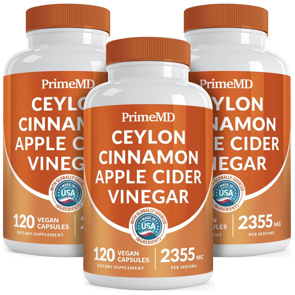 5-in- 1 Cinnamon Ceylon Capsules 235mg - Ceylon Cinnamon dan Apple Cider Cisules - Turmeric dan Panax Ginseng - Cinnamon Suplemen dengan Bioperin (120ct, Paket 3)
