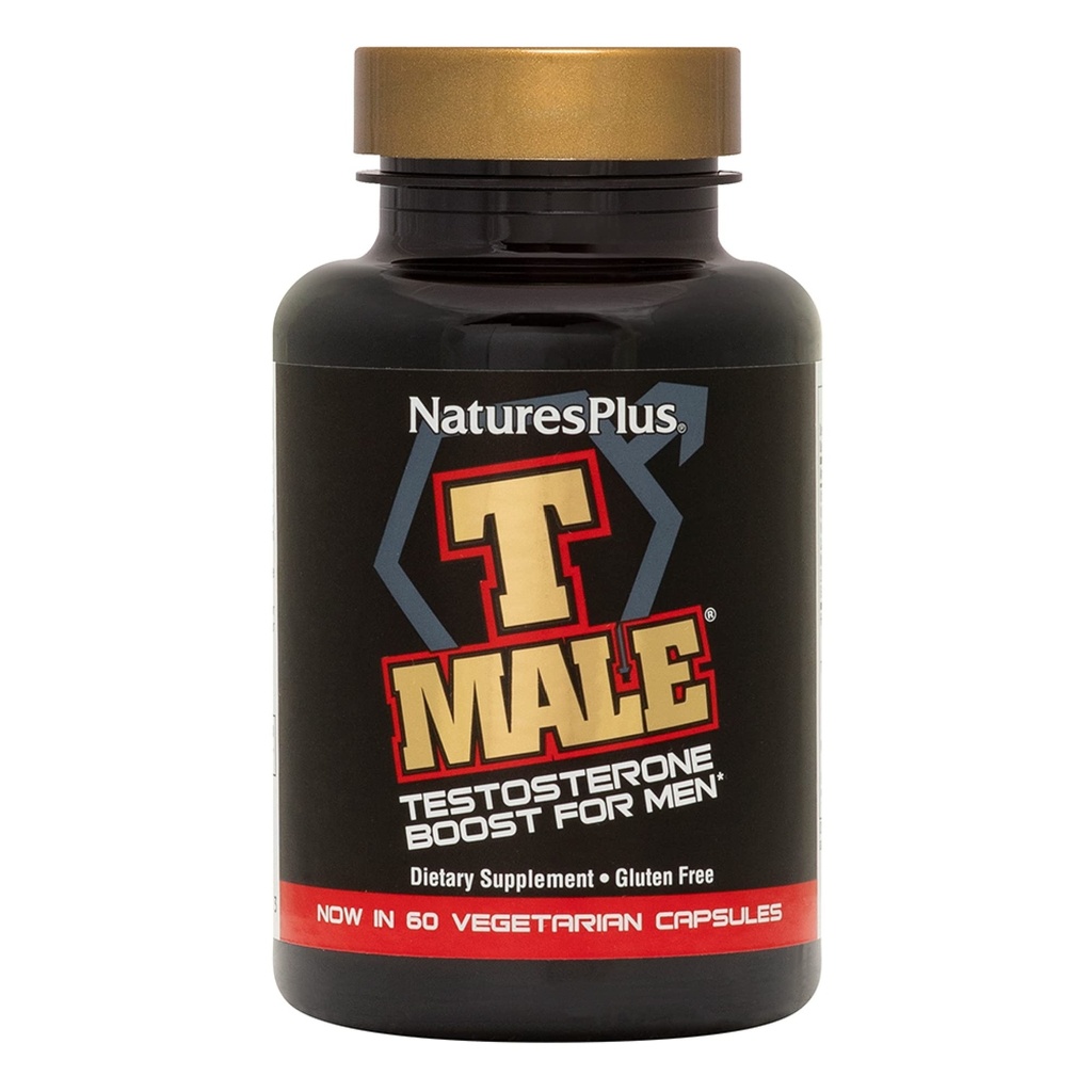 NaturresPlus T Male - 60 Vegetarian Capsules - Promotes Muscle Gain & Stamina, Mood Enhancer - Gluten Free - 30 Total Pelayan