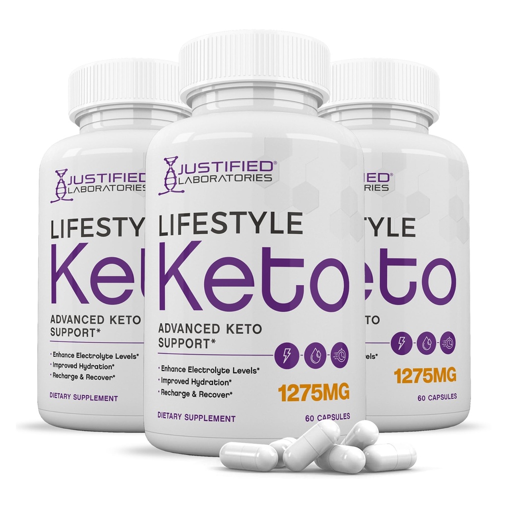 (3 Pack) Lifestyle Keto Pills 1275MG New & Improved Formula Berisi Cider Apple Vinegar Extra Virgin Oil Powder Green Tea Leaf 180 Capsules