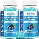 Biotin Gummies 15000mcg dengan Collagen for Women & Pria - Rambut, Skin & Nails Gummies dengan Biotin - Collagen for Woman - Vegan, Non-GMO, Hair Vitamin - 120 Count, 2 Pack
