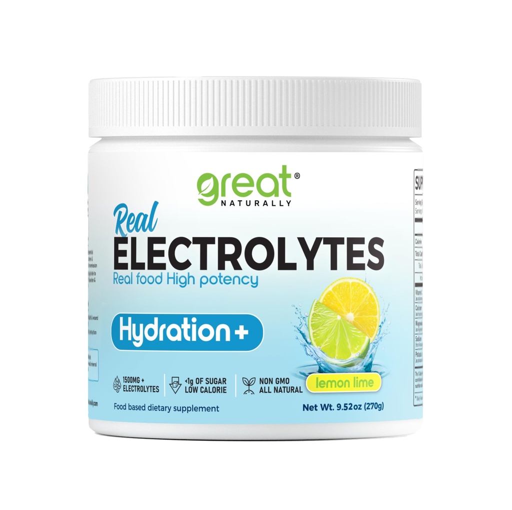 Electrolytes Powder Hydration 124; Real Food High Potency: 124; Lemon Lime 30 Servings; Tinggi Potrency Electrolite Powder = 124; Hidration Minum Mix 124; Electrolite Supplemen dengan Potasium Magnesium Calcium