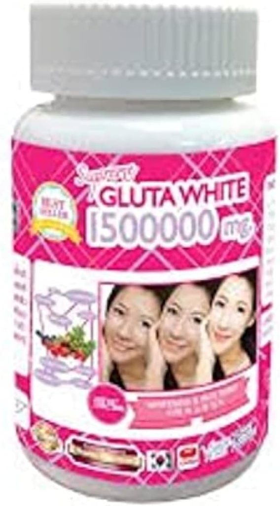 1 Bottle X 30 Softgels Supreme Gluta White 15000mg Super Whitening Glutathione Anti-Aging. (Denting Agung Skin Boost up Collagen Hapus Dark Spot dan Scar Kencangkan Pore Sehat Skin dan Rambut)