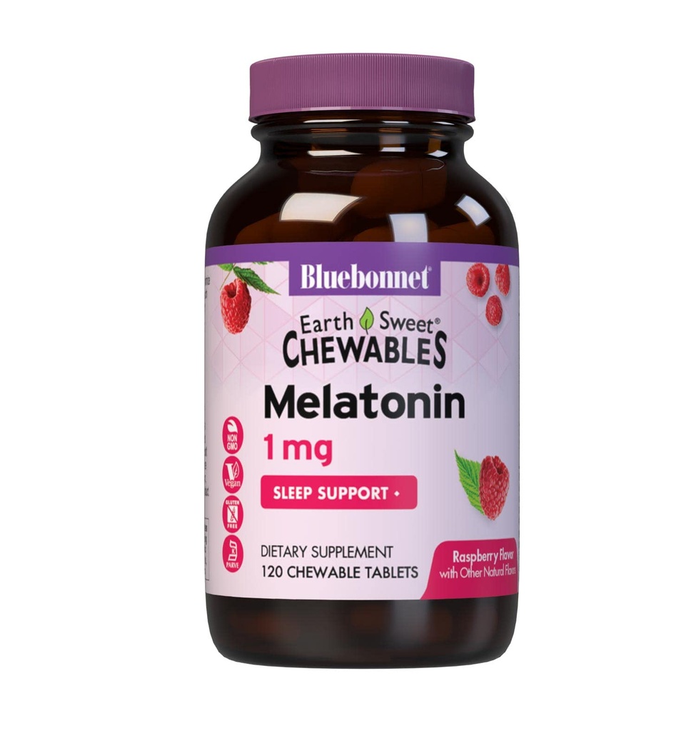 Bluebonnet Nutrection EarthSweet Melonains 1 mg Fast- Acting Quickly Dissolve Nighttime Relaxation & Restful Sleep Support