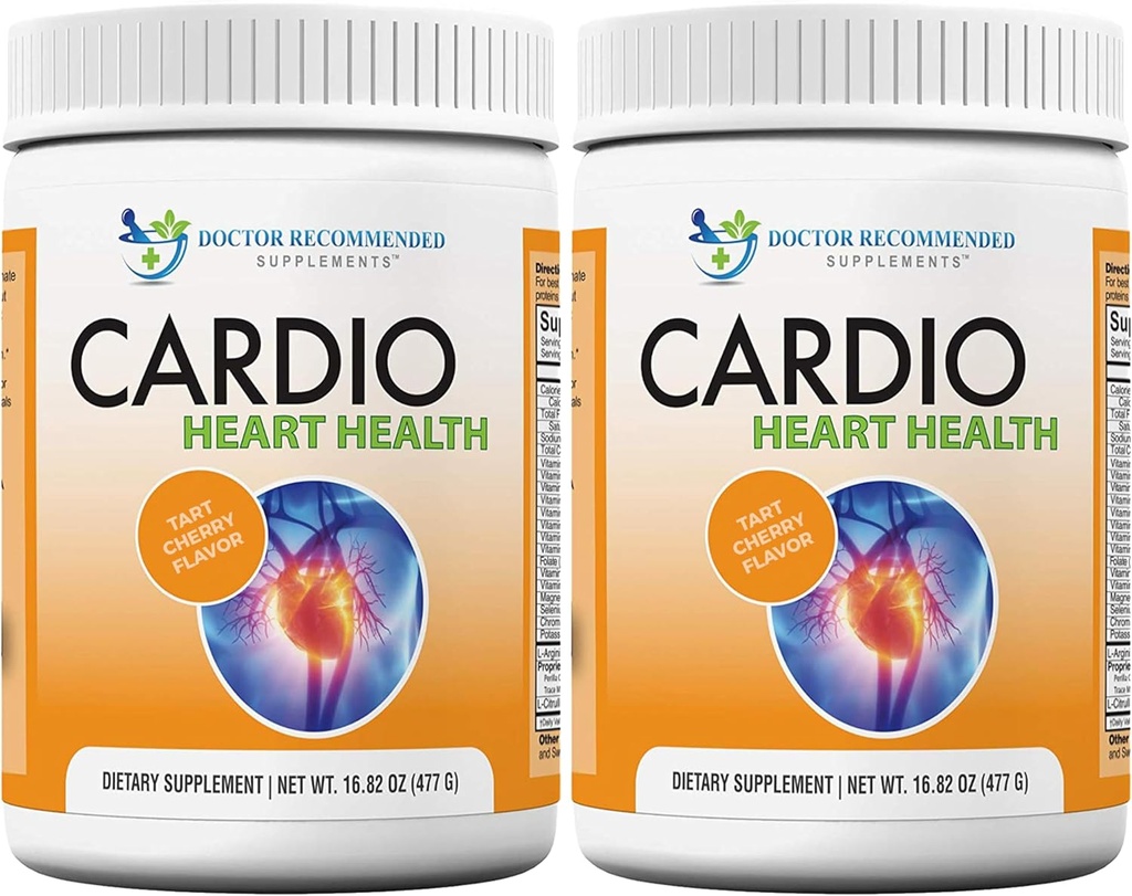 DOKTER RECOMMENDED SUPPLEMENTS Pajang Kesehatan Jantung Cardio - L-Arginine Suplemen 5000mg & L-Citrulline 1000mg, Tart Cherry Flavor (Pack 2- 16.82 oz / 33.64 oz)