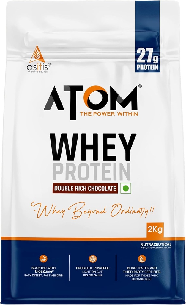 Asitis Nutrition AS- adalah Atom Whey Protein 2kg / 70.5 Oz dengan Enzymes Digetical 124; Amerika Serikat Labdoor Bersertifikat untuk Accuracy & Kemurnian 124; Double Rich Chocolate Flavor 124; 27g Protein 124g