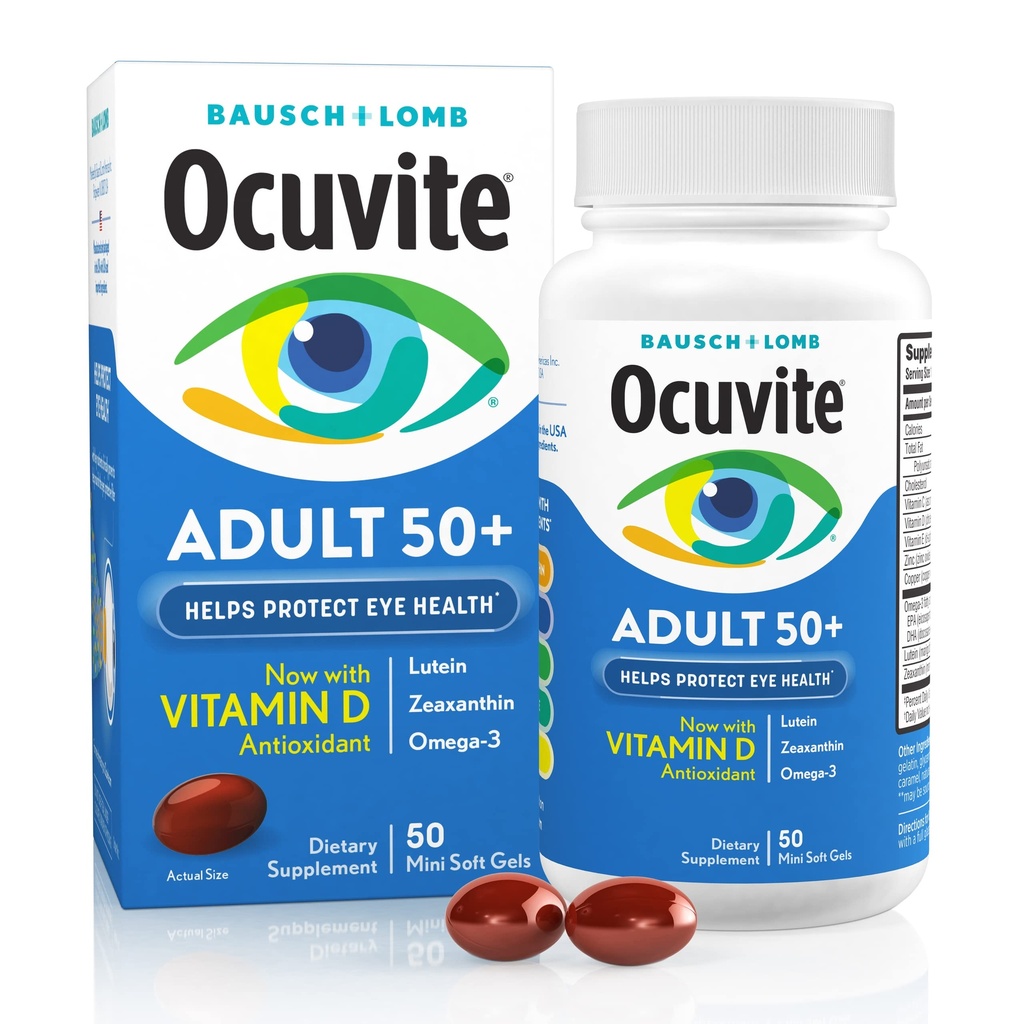 Bausch & Lomb Ocuvite Dewasa 50 + Eye Vitamin & Mineral Softgels 50 ea (Pack of 12)