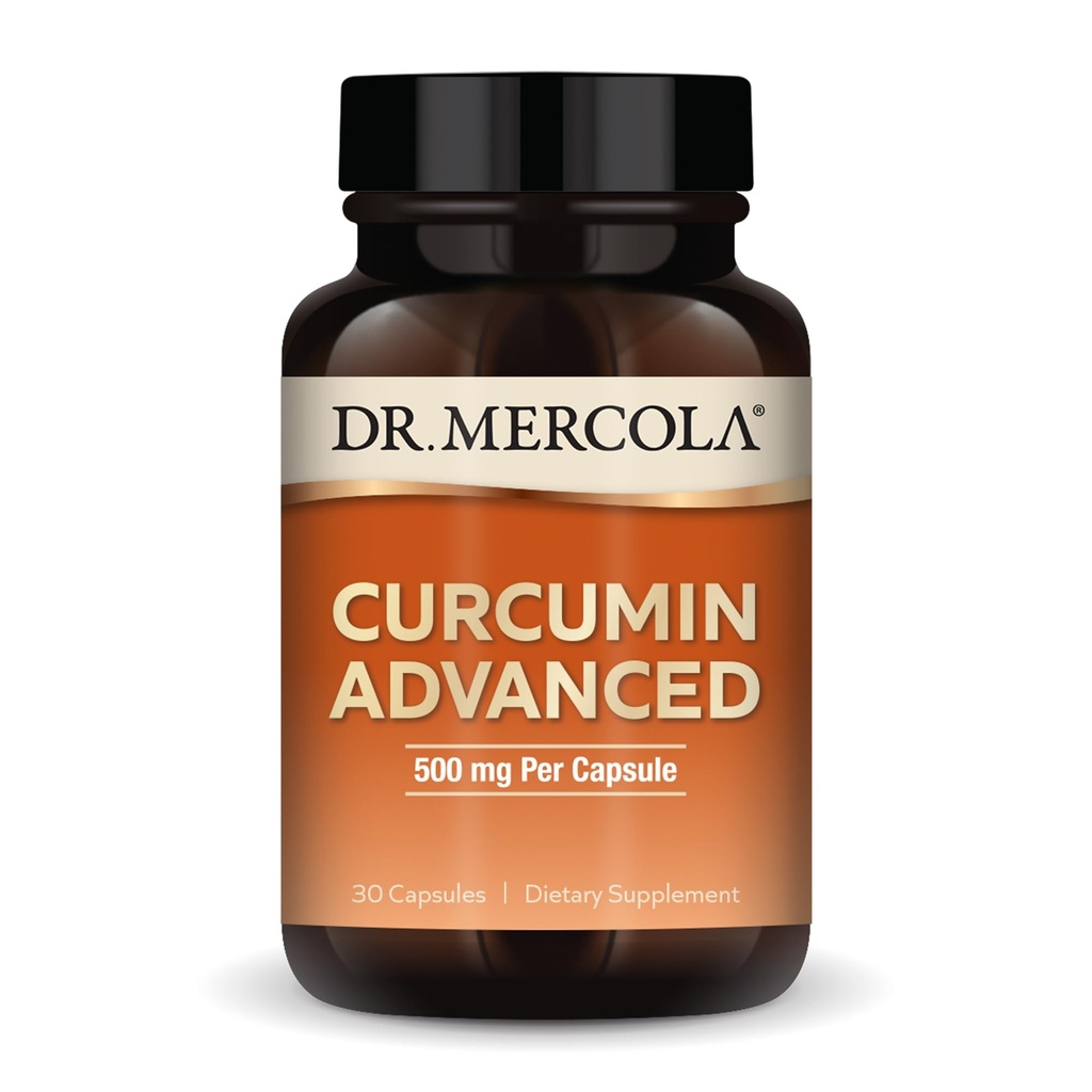 Dr. Mercola Curcumin Advanced - 500 mg Curcumin Root Extract - 95% Curcuminoids - For Vision Health, Discuble & Focus - Non-GMO, Gluten- Free & Soy- 30 Capsules (30 Pelayan)