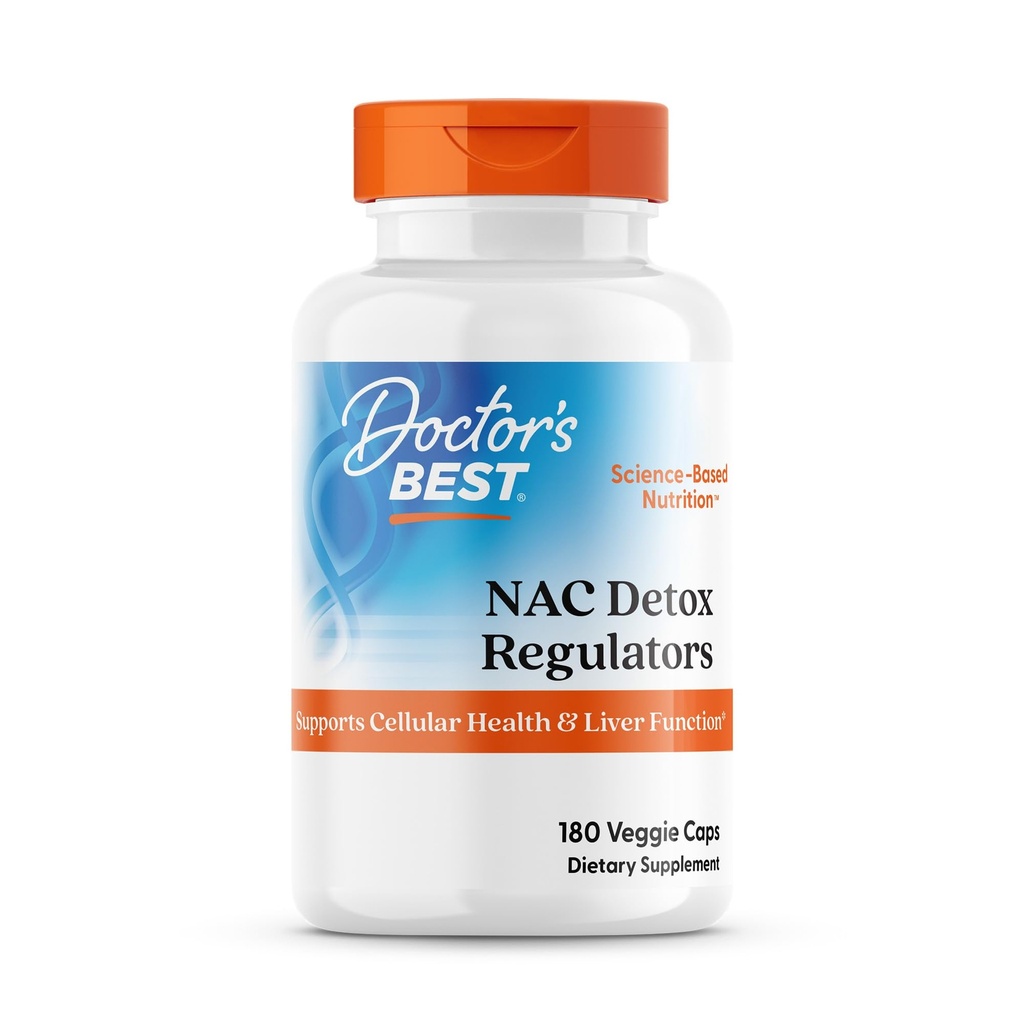 Dokter 's Best Nac Detox Regulator dengan seleno exsell, Non-GMO, Vegetarian, Gluten & Soy Free, 180 Veggie Caps, 180Count