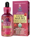 USDA Organik Ultra Max B12; Superdosis 7500mcg Vitamin B12 Liquid Drops 14; B12 sebagai Methylcobalamin 12.4; Max 98% Absorpsi Rate 124; Promes Energy 124; Vegan, Non-GMO, Strawberry rasa -4oz