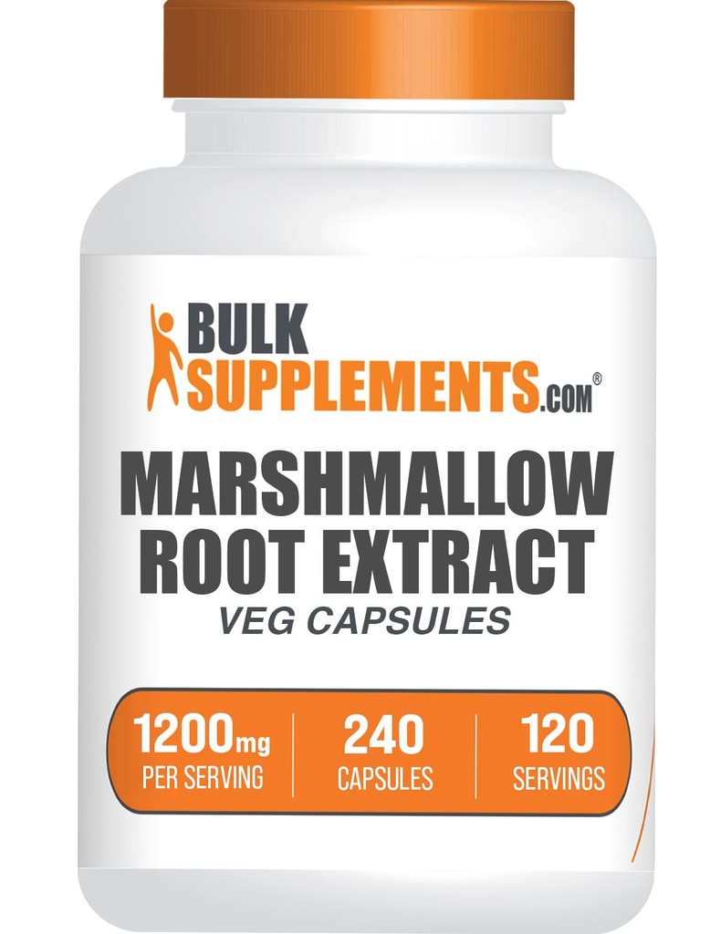 BulkSuplements.com Marshmallow Root Extract Capsules - Herbal Suplemen, Marhmallow Root 1200mg - Gluten Bebas, 2 Capsules per Serving, 240 Count (Pack of 1)