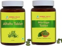 HERBAL HILLS Alfalfa Tablet dan Moringa Leaf Tablet Pack dari 2 Combo