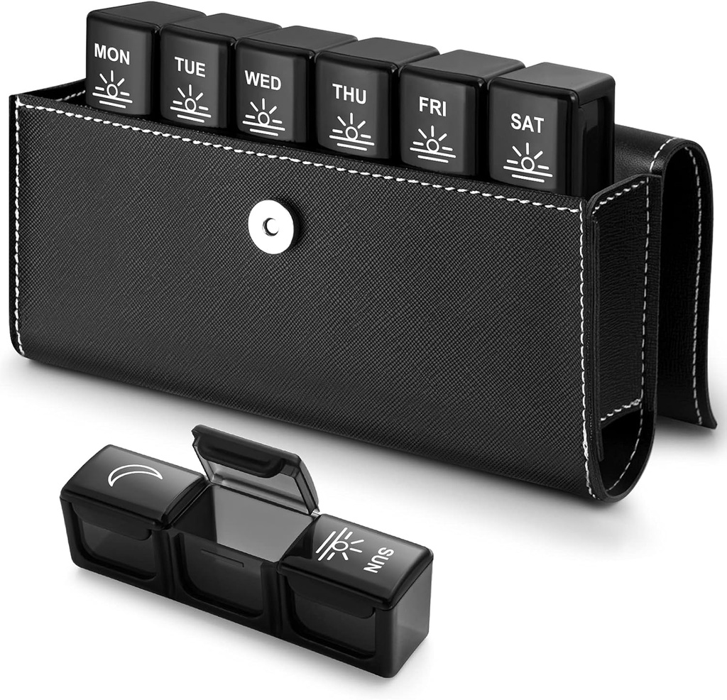 BUG HULL 3x Hari Pill Organizer Dengan Kasus PU - Kotak Obat Perjalanan Mingguan untuk 3 kali sehari