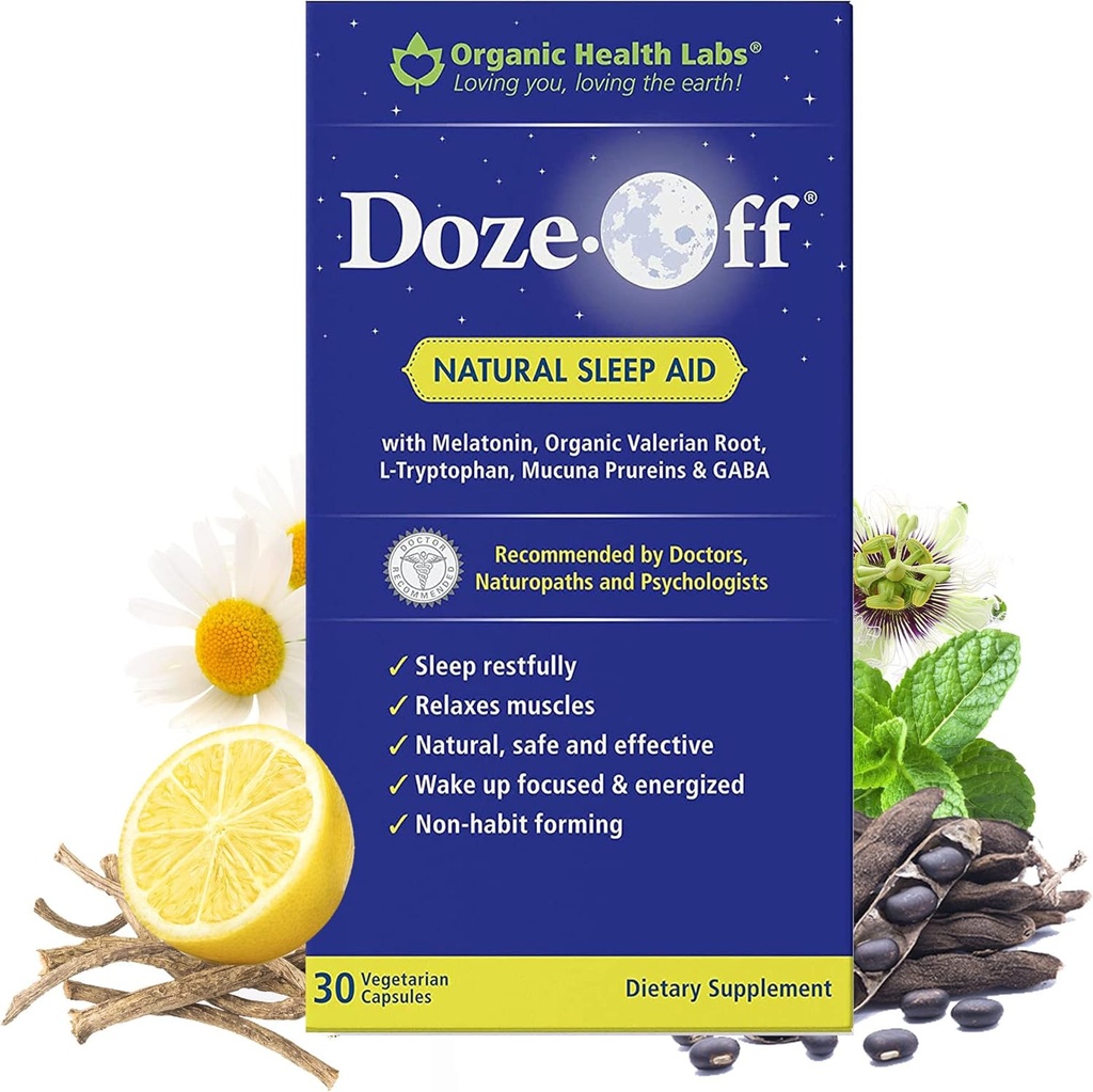 Lab Kesehatan Organik Doze- Bantuan Tidur Alam, 30 Veggie Capsules
