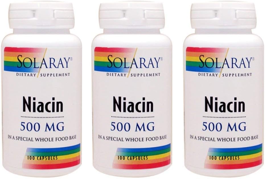Niacin 500mg Solaray 100 Veval Caps (3 Pack)