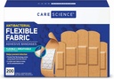Care Science Fabric Adhesive Bandages, 200 ct Bulk Assorted Sizes 124; Fleksible + Breathable Protection for First Aid and Wound Care