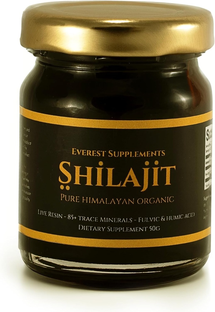 Shilajit Pure Himalaya Shilajit Shilajit Shilajit untuk Pria - Shilajit Tingkat Emas 500 Mg Potency - 85 Trace Minevic & Fulvic dan Acid Humic for Energy Ammune Dukungan, 30 Grams (50 Grams)