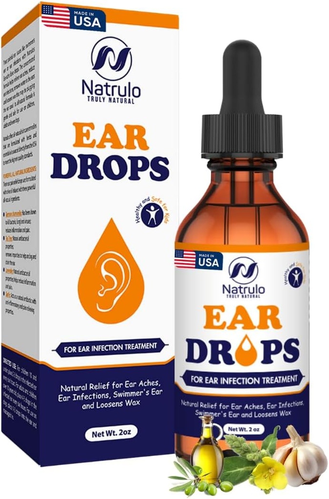 Natural Ear Drops for Ear Infeksi - Herbal Eardrops for Dewasa, Children & Pets - Soothes Discomfort, Ear Aches, Itchy Ears, Perenang Ear, & Loosens Wax - Anak-anak Safe Ear Oil dibuat di USA (2 Oz)