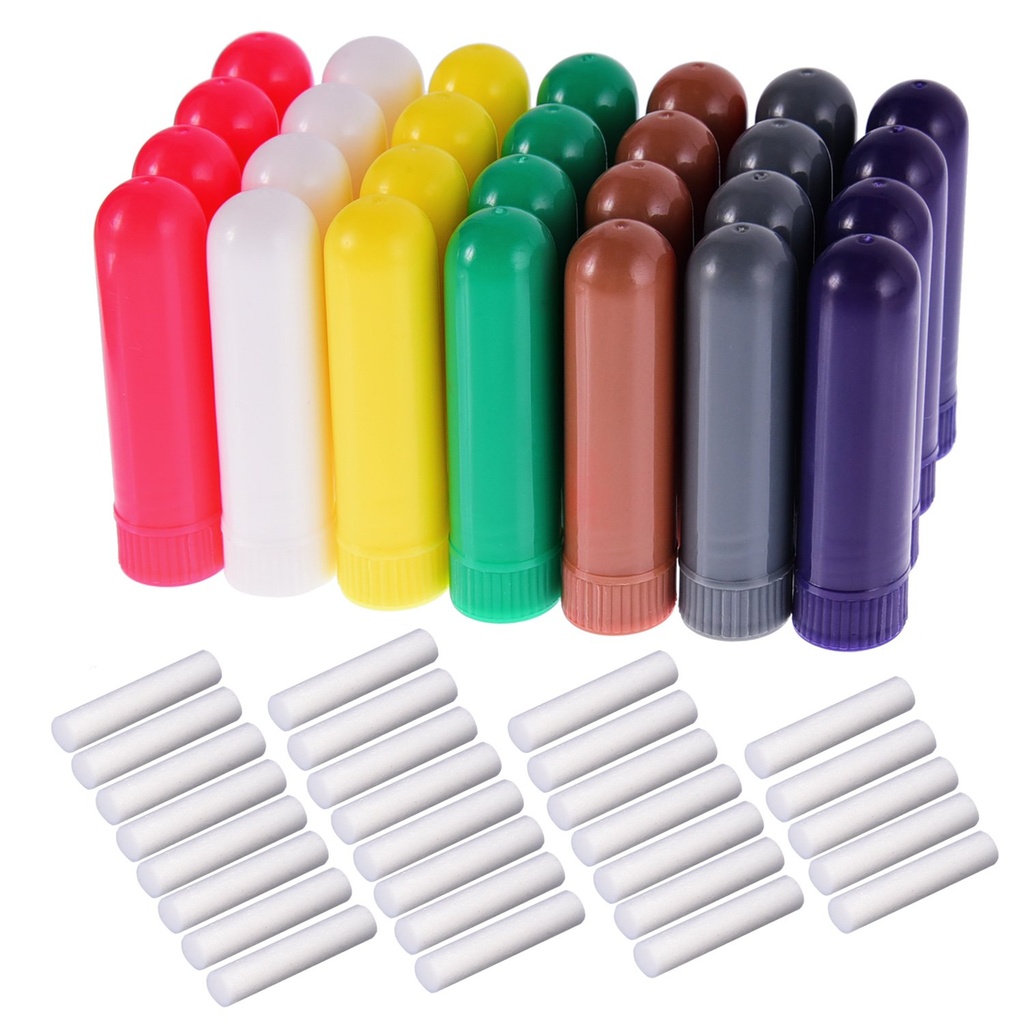 eBoot 28 Sets Estimate Oil Aromaterapi Nasal Inhalers Tubes Refilable Inhaler Stick, 7 Warna, dengan Wicks