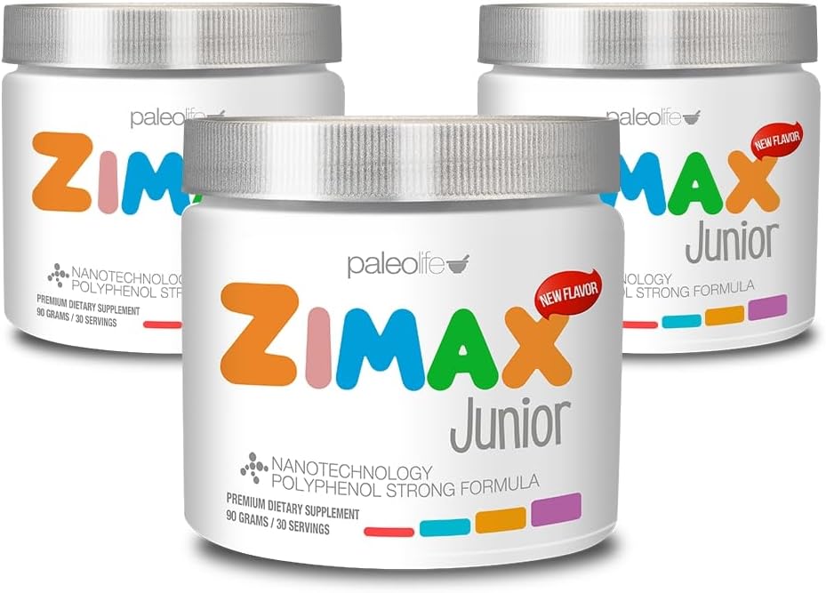 ZIMAX Junior Super ANTIOXIDANT untuk Anak-anak dan Remaja Antara 4 dan 16 Tahun - 100% Alam dengan Vitamin c, Magnesium, dan Vitamin d3 - Kurcumin Absorpsi Tinggi, Ginger + Mineral
