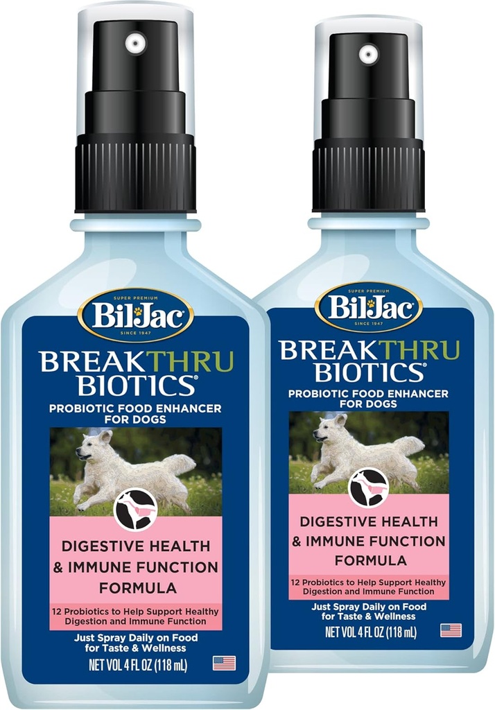 Bil- Jac Breathru Probiotic Probiotic Suplement for Dogs - 2- Pack, Premium Pet Digetical Health Support, Canine Food Enhancer dengan Natural Ingreations for Gut Balance and Immune System Boost