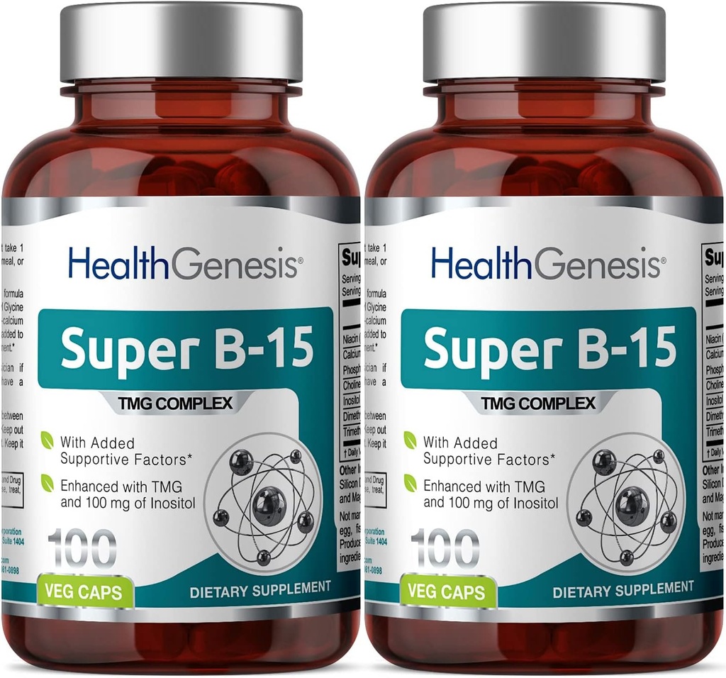 Super B-15 100 Vcaps 2 Pack - NiacinCalcium Choline Inositol DMG TMG - Mendukung Tingkat Energi Oksigen Sehat