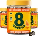 8greens Daily Fiber Super Greens Gummies - Tangerine Flavor: Boost Immune System & Digetical Health with 8 Real Greens - Non-GMO Formula, Chewables, 50 Gummies, Paket 3