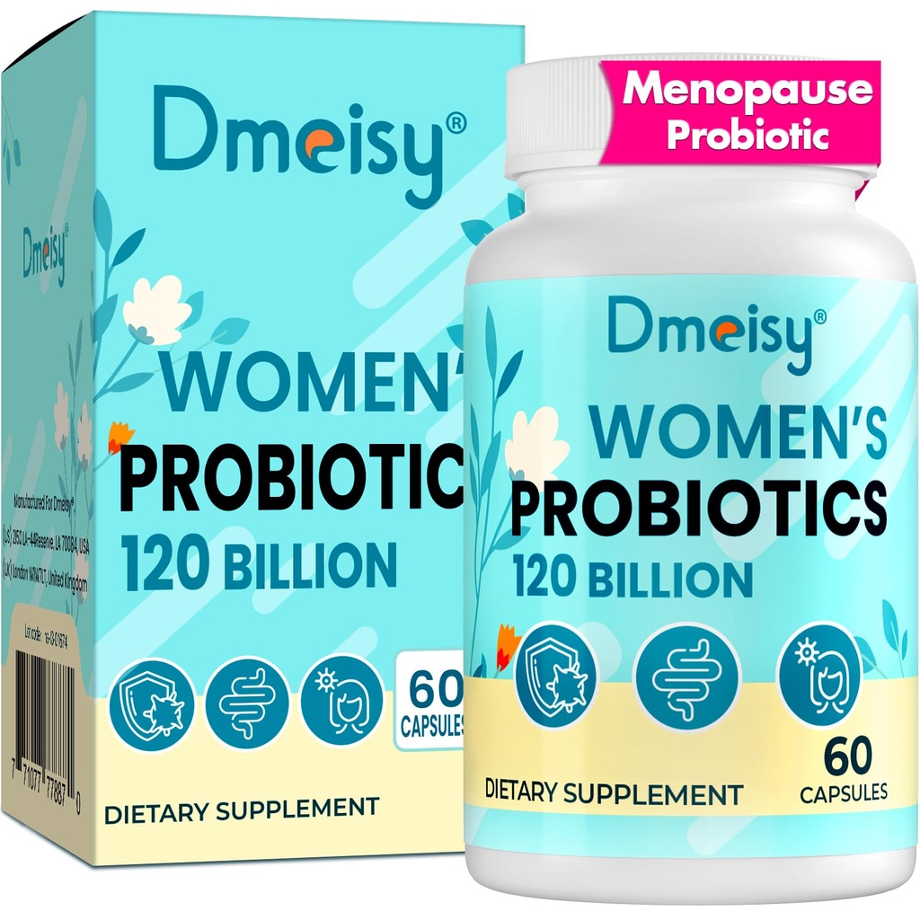 Suplemen Menopause bagi Perempuan, 120 miliar Probiotik CFU, 13- 1 Herbs Kompleks Provinsi, untuk Menopause Relief, Hormone Balance, Hot Flashes, Night Sweats, Mood Swings, Gut & Imunity - 60 Capsule