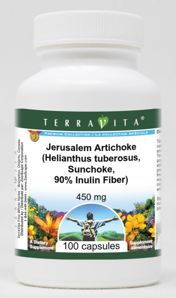 Yerusalem Artichoke (Helianthus tuberosus, Sunchoke, 90% Inulin Fiber) - 450 mg (100 Capsules, ZIN: 570983)