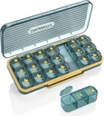 Pill Organizer 3 Kali Hari, 7 Hari Pill Box 3 Kali Sehari - Acedada Weekly Vitamin Box Organizer dengan 7 Kontainer Terpisah, Portable Daily Medicine Case for Vitamin Fish Oil Suplemen, Blue