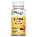 SOLARAY Biotin 5000 mcg 124; Natural Peach, Strawberry, Banana Flavor 14; Heally Hair, Skin & Nails Dukung 124; 60 Lozenges