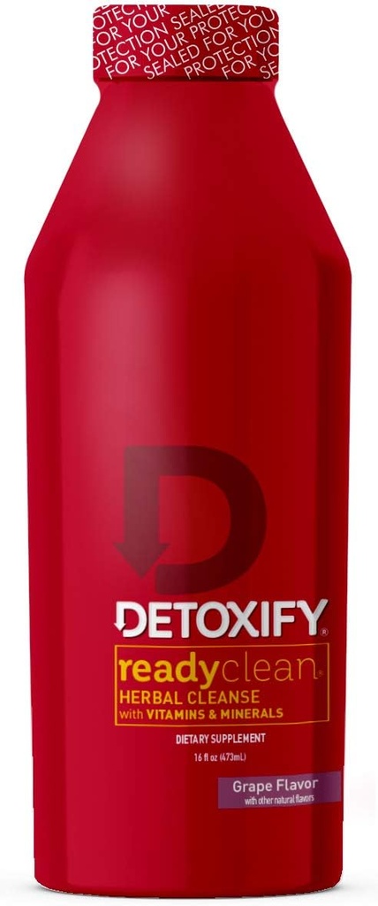 Detoksifikasi - Ready Clean Herbal Cleanse - Grappe- 16 oz - Formulated Herbal Detox Drink - Milk Thistle Ekstrak Benih & Burdock Root - Plus Sticker