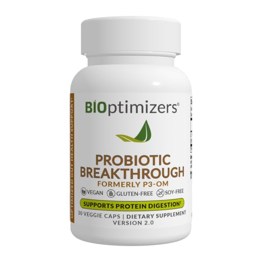BiOptimizers Probiotic Breakvia - Lacleillus Plantatum OM Provinsi & Prestigium Health Suplement for Gut, Digetical & Imune Dupport Prograes for Women Elderly - 30 Vegan Capsules