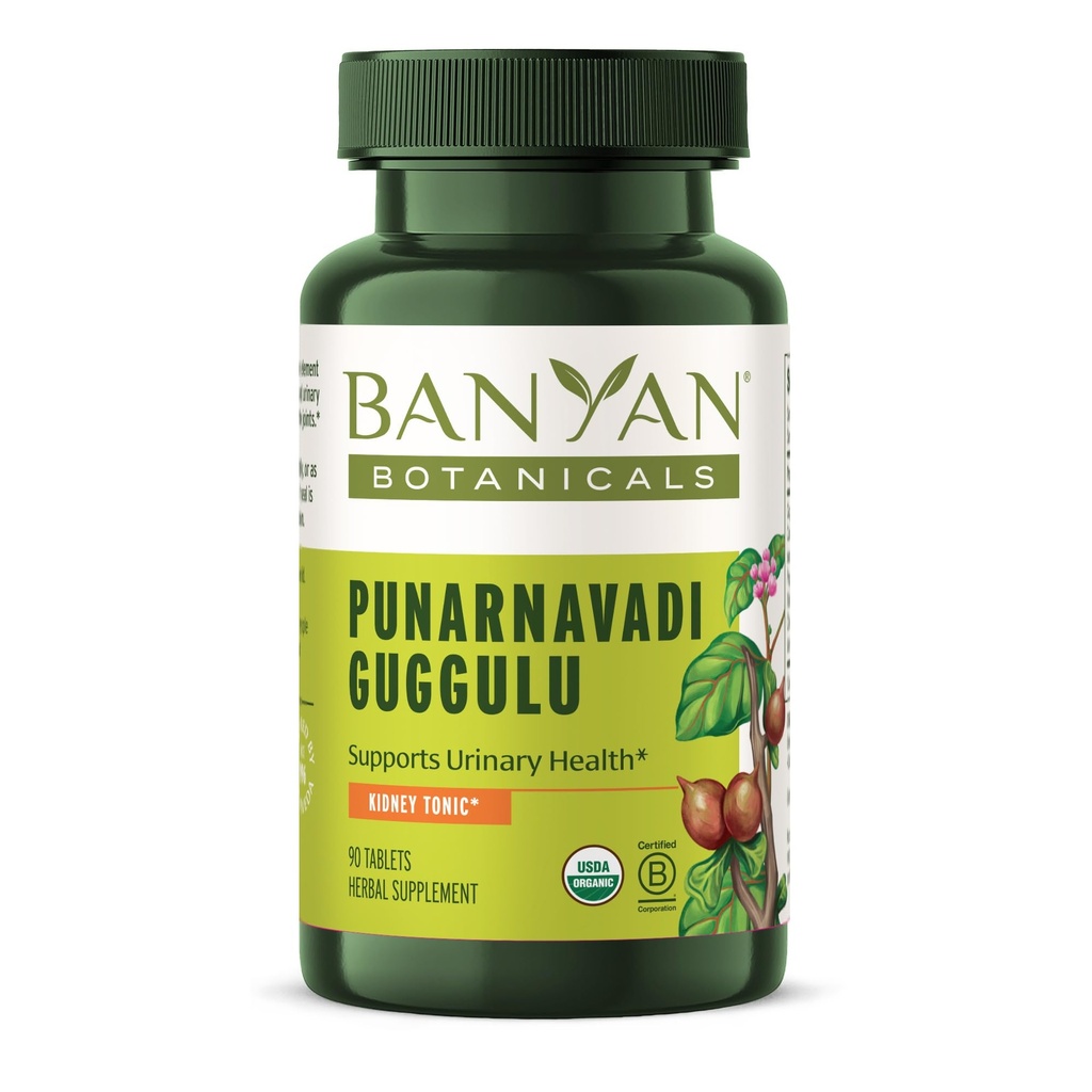 Banyan Botanicals Organic Punarnavadi Guggulu Tablet - Tambahan Organik Gabungan Fungsi Kesehatan dari The Kidney dan Sistem Uuriner * - 90 Tablet - Non- GMO Menyediakan Vegan *
