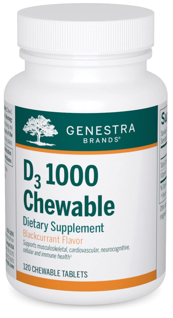 Genestra Brands D3 1000 Chewable 124; Vitamin D Suplemen 124; 120 Tablet Chelable 124; Natural Blackcurrant Flavor