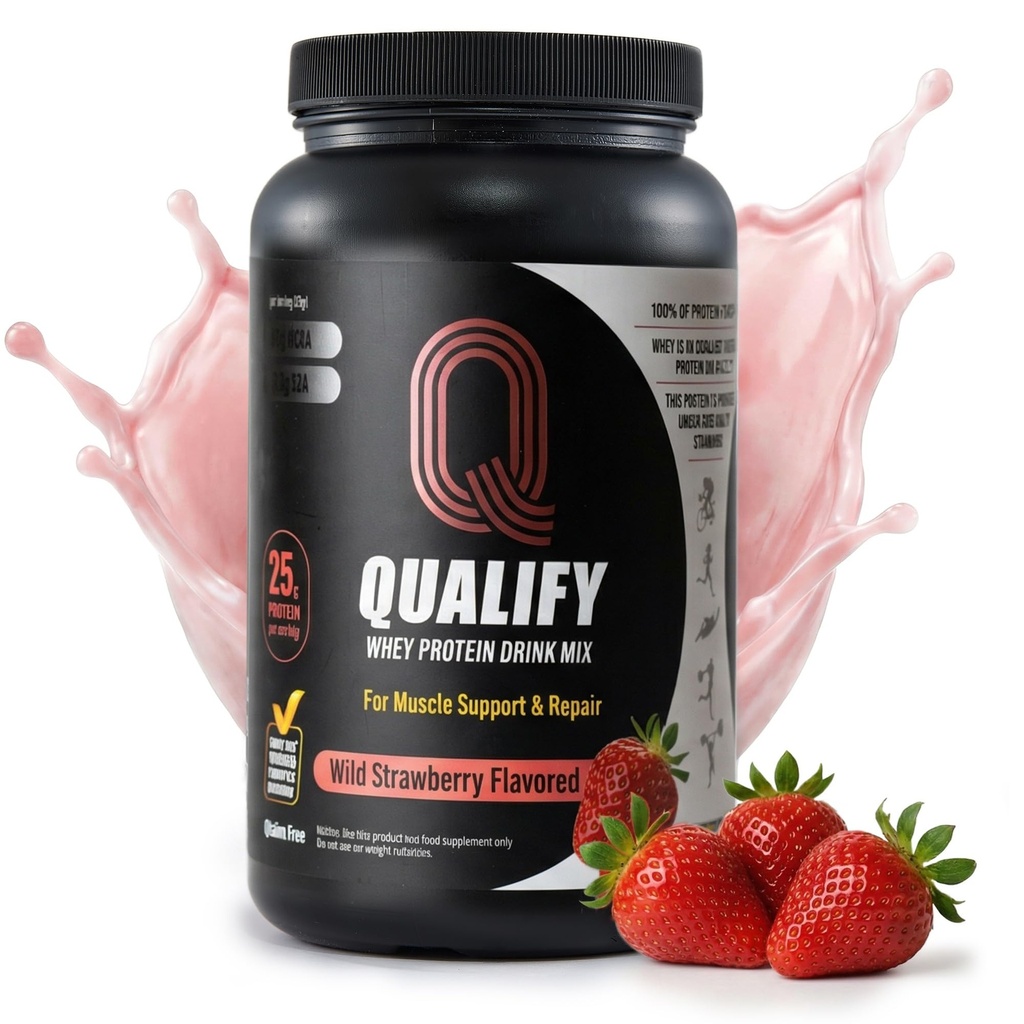 Powder Whey Protein Strawberry. 25g Protein Shake Powder untuk Post Workout Recovery, Smoothie & Baking. Gluten & Sugar Free, SANGAT Kosher, Estimate Acids Amino (5.5g BCAA, 2.7g Leucine), 23 Servis