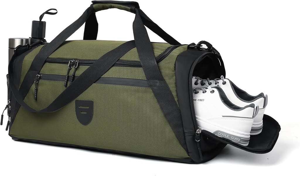 Gym Duffle Bags For Men & Women, Large Duffle Bag For Men Travel, Weekend Overnight Bag With Shoe Comment & Wet, Water Resistant Sports Duffle Bag A- TD-TD-003- Green