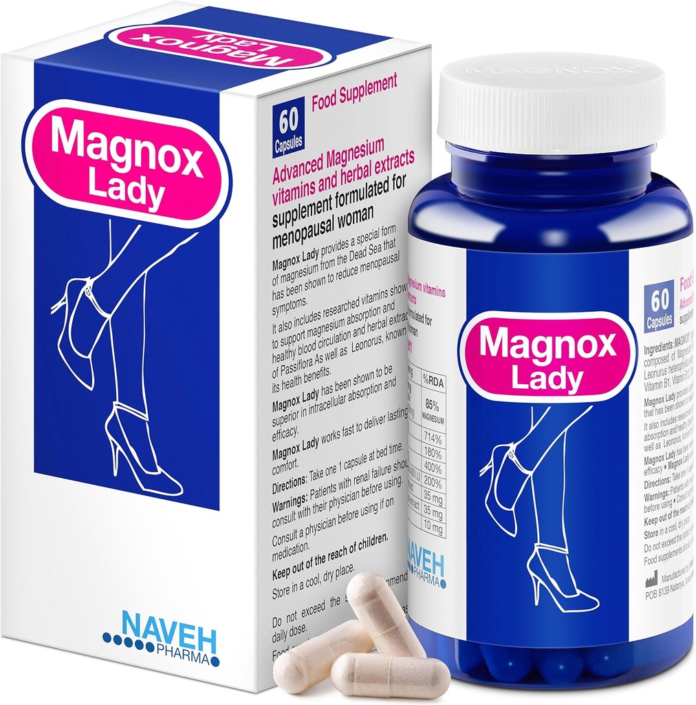 MAVIN: X. Lady Magnesium Suplemen; Menopause dan PMS Dukungan Dukungan untuk Kompleks Perempuan: Magnesium Wanita 124; Magnesium dengan Vitamin B6, B1, B12, D, Zinc 124; Tinggi - Absorpsi Laut Organ Mati 126; 60 Vegetarian Capsules
