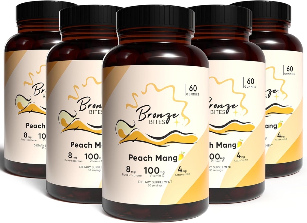 Gummies Tanning, Daily Gummie with Beta- Carotene & Vitamin C & Astaxanthin, Natural Tanning Supplement, Vegan, Non-GMO - 180 Gummies - Paket 5