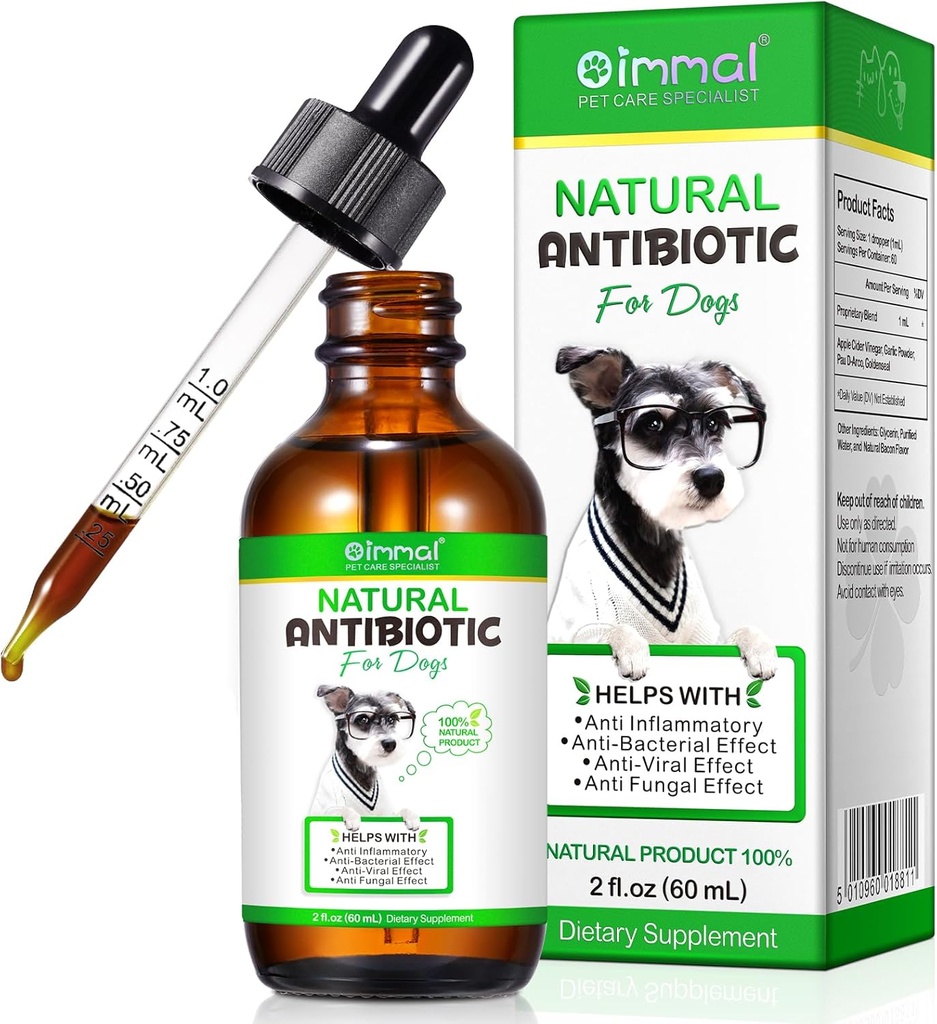 Antibiotik Generik untuk Anjing, Antibiotik Anjing, Antik Anjing, Antibiotik Natural Support Dog Allergy dan Itch Relief, Dog Multivitamin untuk Pets- 60ml / 2 Fl Oz